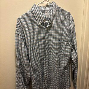 Brooks Brothers Men's Navy and White Shirt